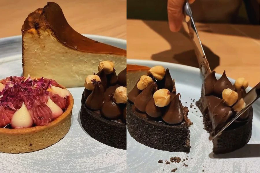 Jangan lepaskan peluang untuk menikmati kek keju, tart coklat dan tart rasberi dan laici.