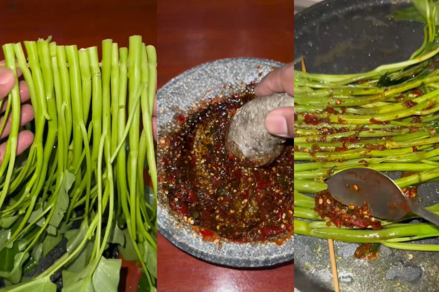 Resipi mudah menu ini menggunakan kangkung, bawang putih, bawang merah, perasa dan kicap membuatkan ia menjadi viral.