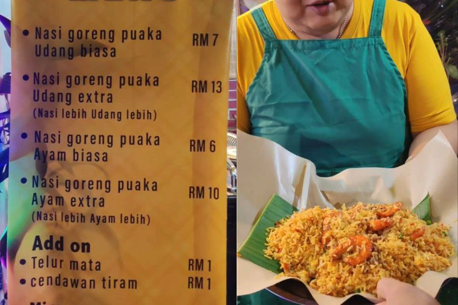 Harga Nasi Goreng Puaka Udang Selambak yang ditawarkan sangat berpatutan.