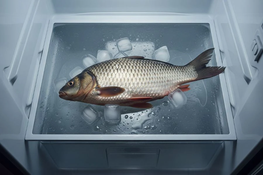 Jangan siang dan buang isi perut ikan kerana ia boleh mengekalkan kesegaran ikan ketika disimpan dalam peti sejuk.