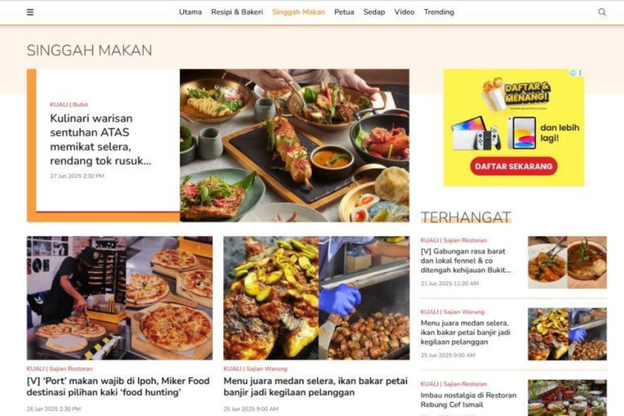 Antara segmen yang terdapat dalam kuali adalah Singgah Makan.