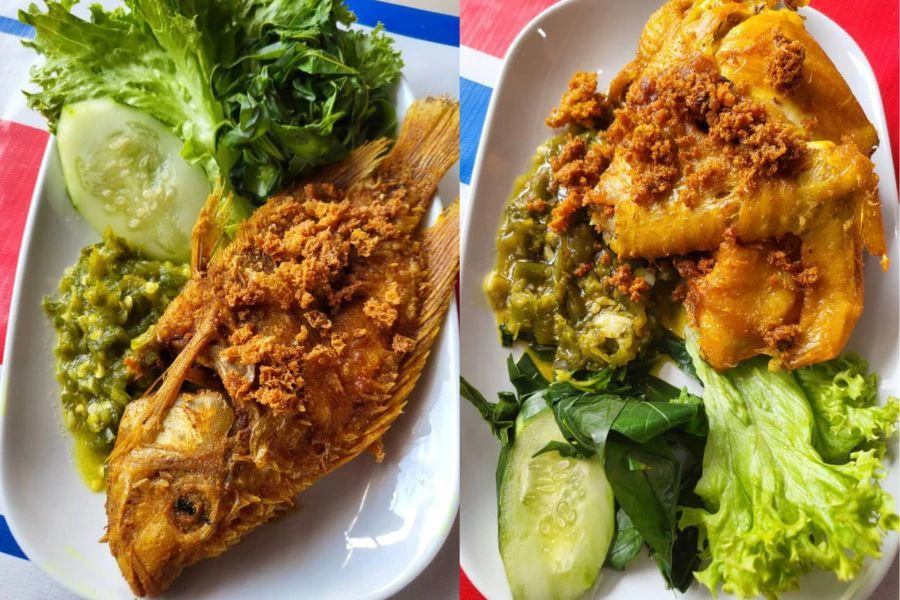 Selain sup rawon, warung D'Bayu Corner turut menawarkan menu istimewa lain seperti ayam penyet (ayam tua) dan tilapia bersama sambal hijau.