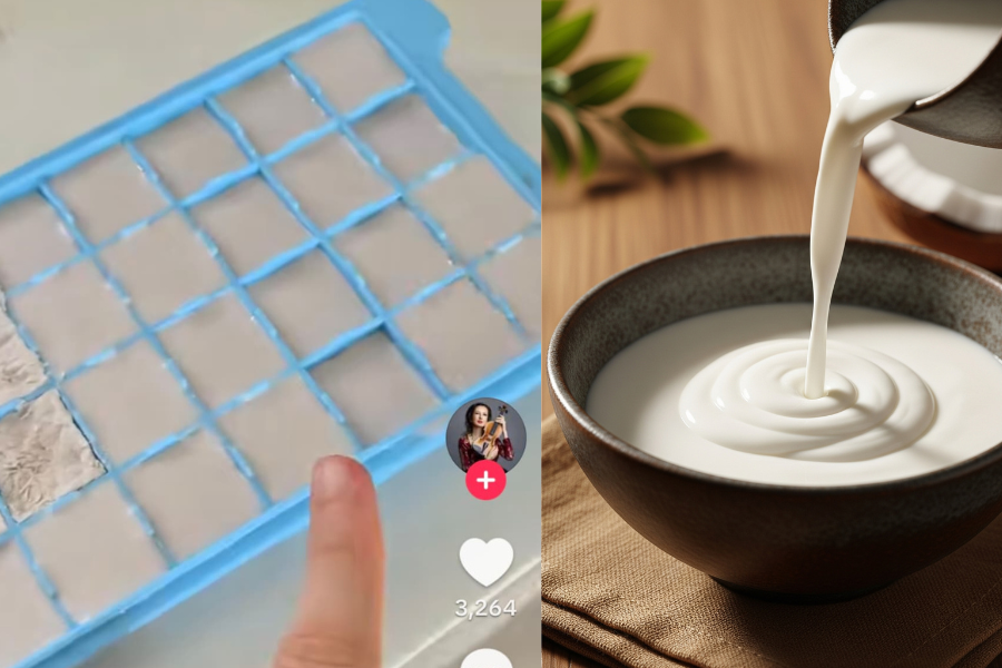 Bekukan santan dalam bentuk kiub ais dan dimakan begitu sahaja.