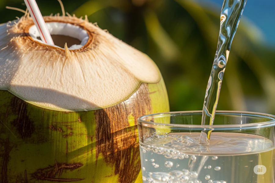 Air kelapa mengandungi sumber gula semula jadi dan berupaya menurunkan suhu badan ketika demam.