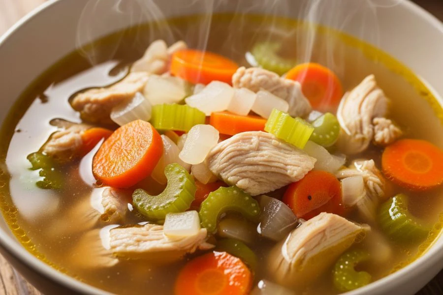 Sup ayam kaya dengan asid amino yang mampu menguraikan mukus serta memiliki sifat antiviral.