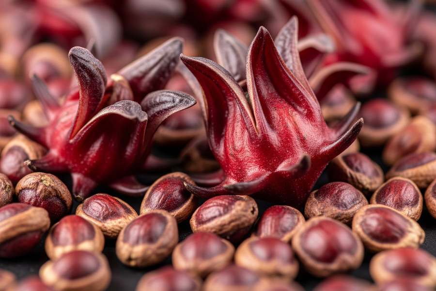 Di Afrika biji roselle dimakan kerana dipercayai mengandungi minyak yang baik untuk badan.