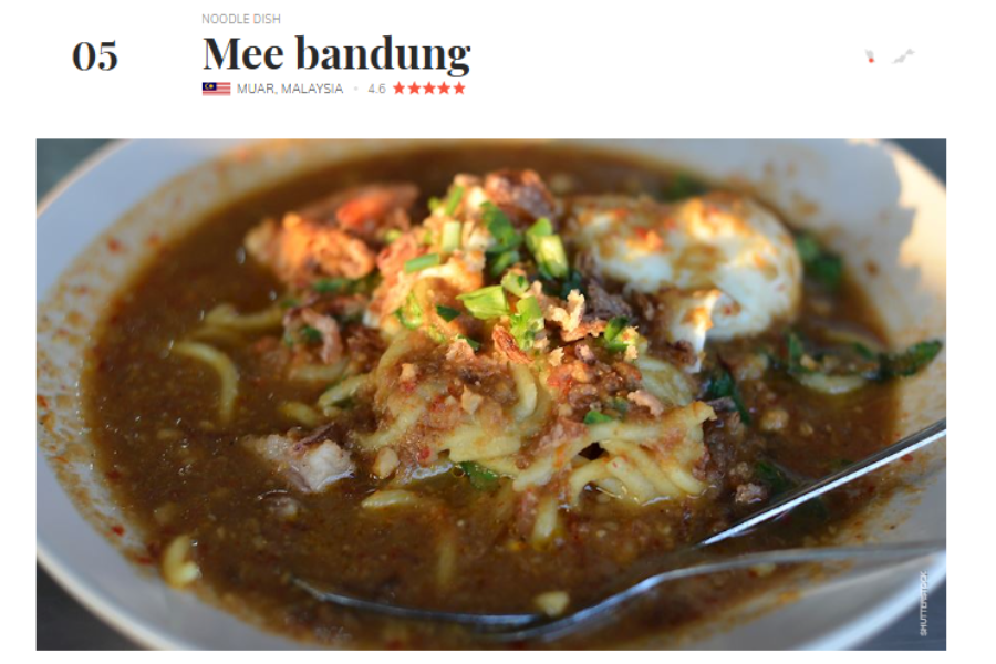 Mi bandung turutmengalahakan sajian ikonik dari negara lain termasuk ramen dan udon.
