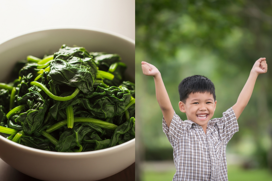 Vitamin E dan vitamin K pada daun bayam baik untuk fungsi kognitif.
