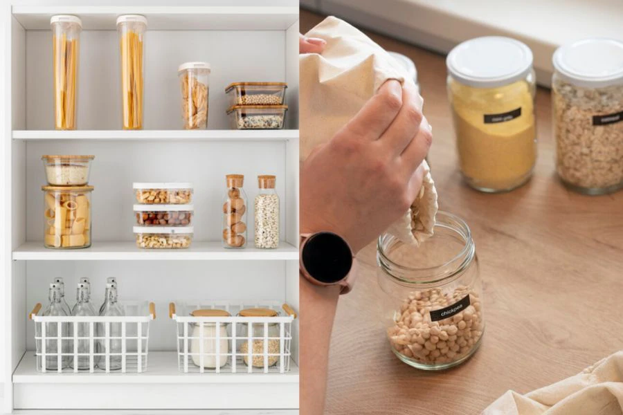 Hias mini pantri dengan perabut mudah alih.