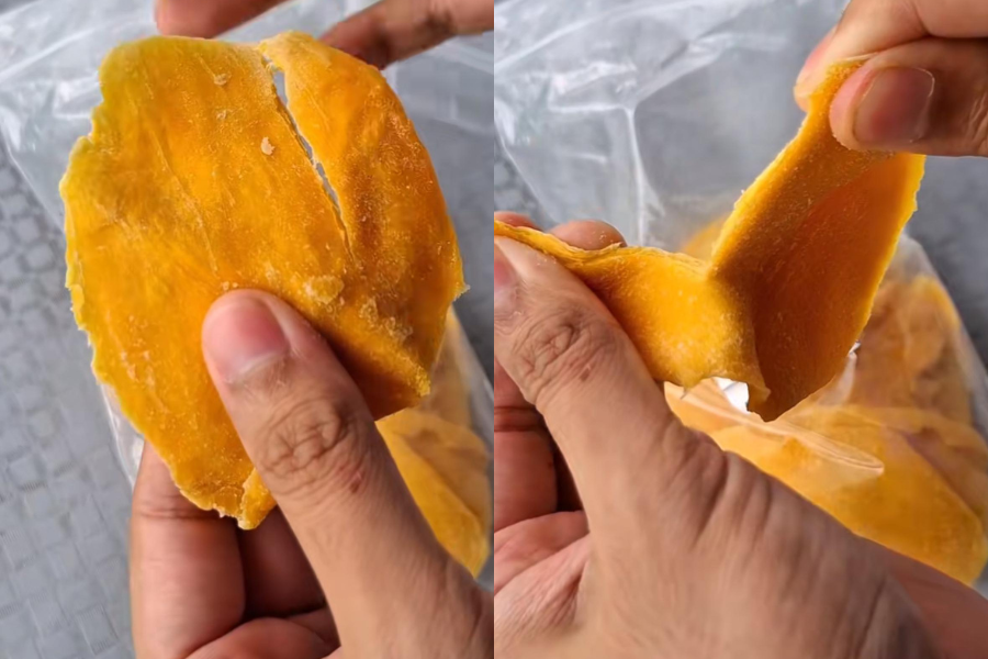 Mangga kering mangandugi kepekatan gula semula jadi yang tinggi.