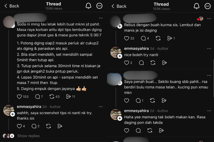 Netizen lain turut berkongsi petua merka di ruangan komen.
