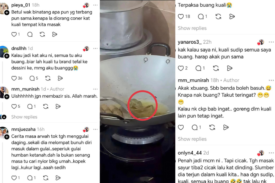 Reaksi pelbagai netizen berhubung kejadian seekor katak mengakhiri hidup dengan terjun ke dalam kuali.