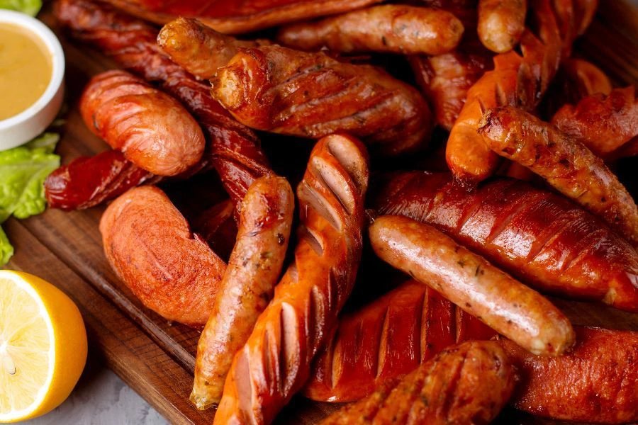 Sosej yang diproses mengandungi bahan pengawet dan garam yang tinggi.