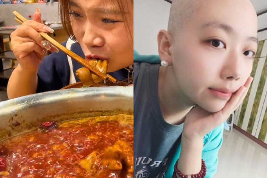 Qianqian menderita kanser perut akibat sering makan pedas.