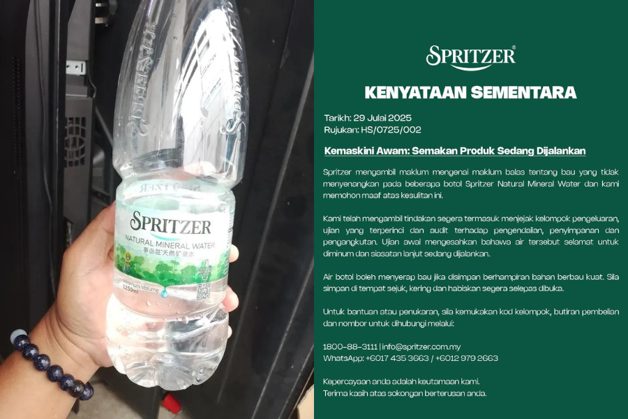 Kenyataan yang dikeluarkan oleh pihak syarikat Spritzer.