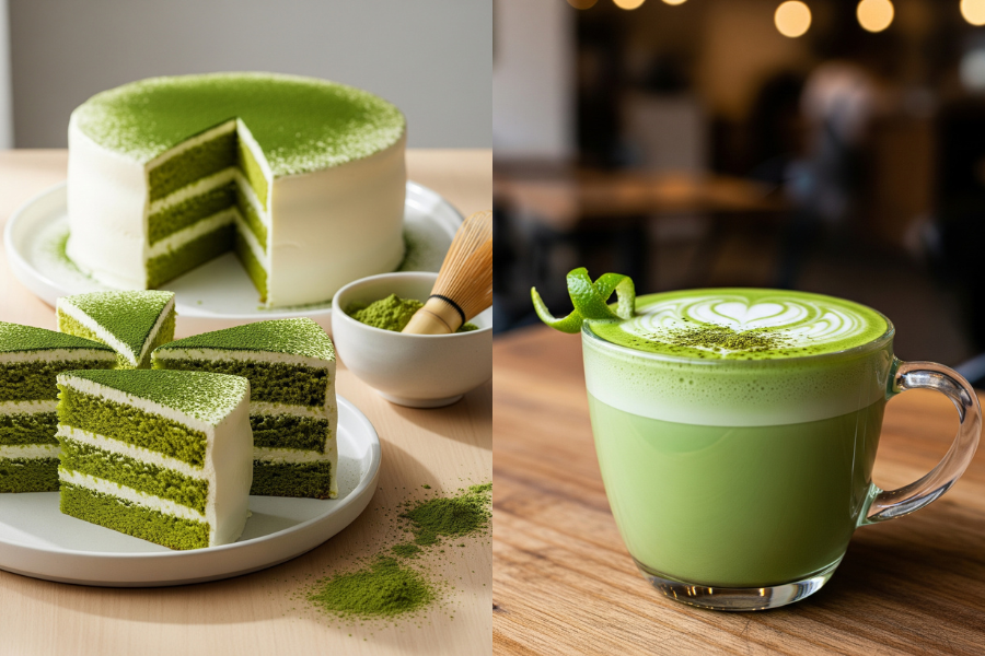 Matcha bukan sahaja hadir dalam bentuk minuman tetapi juga manisan seperti kek.