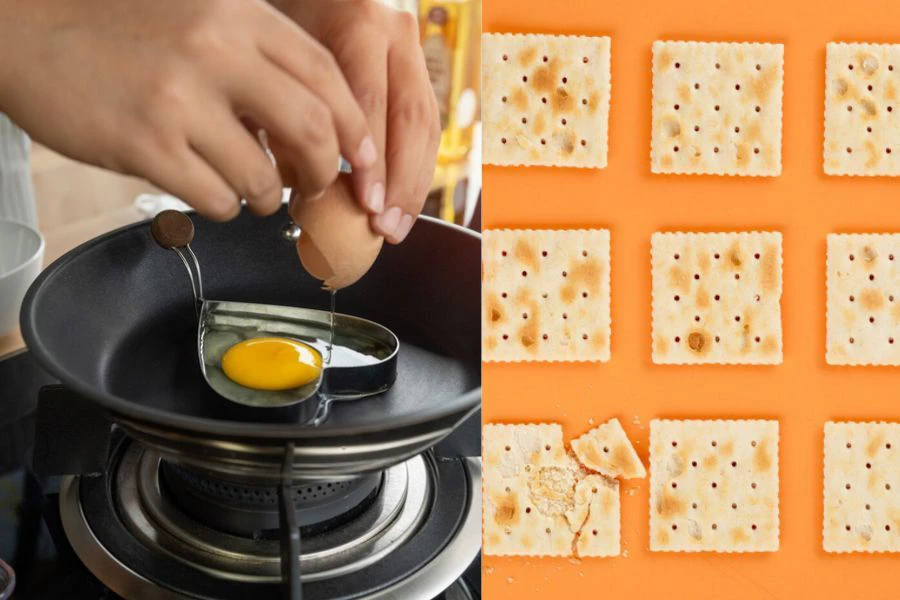 Ringkas menggunakan biskut kering dengan telur.