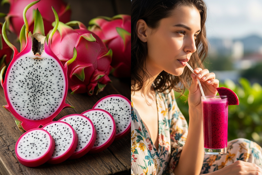 Buah naga juga sering dijadikan jus minuman.