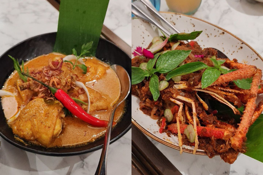 Gulai Rebah Bangun Ayam dan Udang Galah Belimbing Buluh.