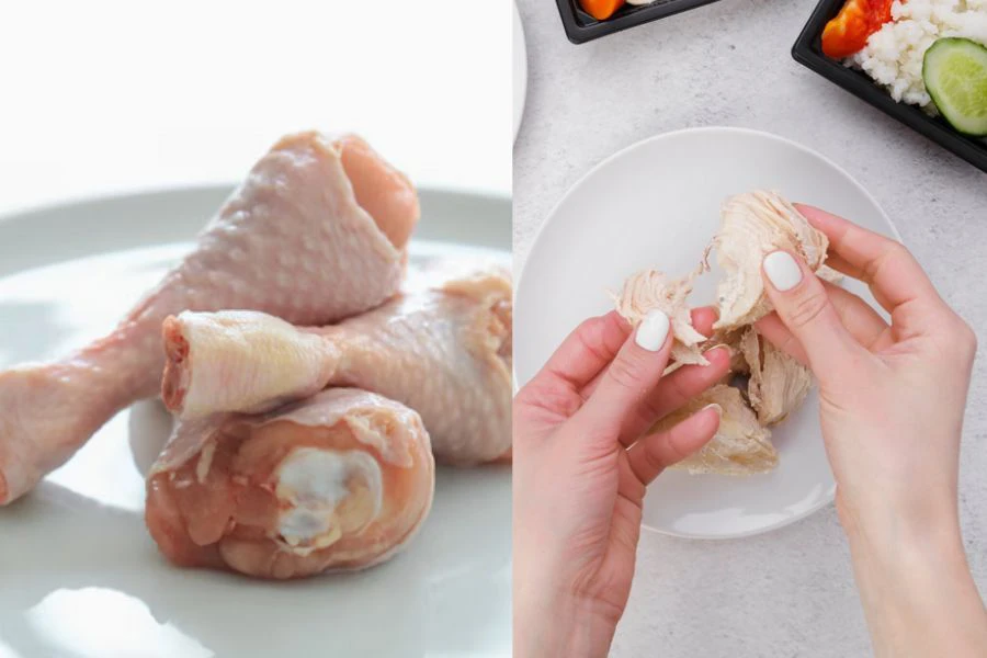 Rebus ayam terlebih dahulu untuk dapatkan tekstur lembut.
