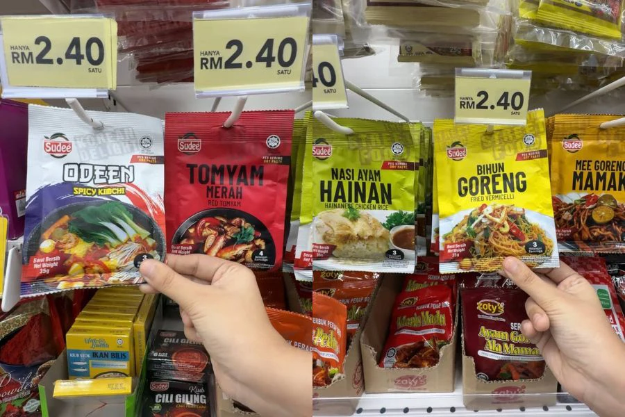 Terdapat pelbagai pilihan perisa segera seperti oden, tomyam dan nasi ayam Hainan.