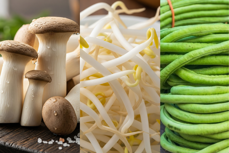 Cendawan, taugeh dan kacang panjang antara sayur-sayuran yang mengandungi purin untuk pesakit gout.