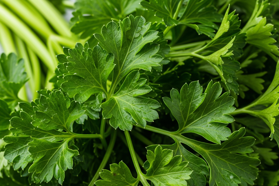 Khasiat dalam parsli memudahkan proses peluruhan dinding rahim.