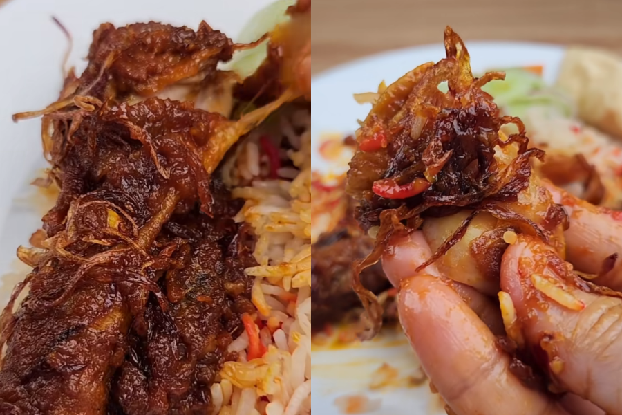 Ayam masak bawangcukup serasi bila digandingkan dengan nasi minyak.