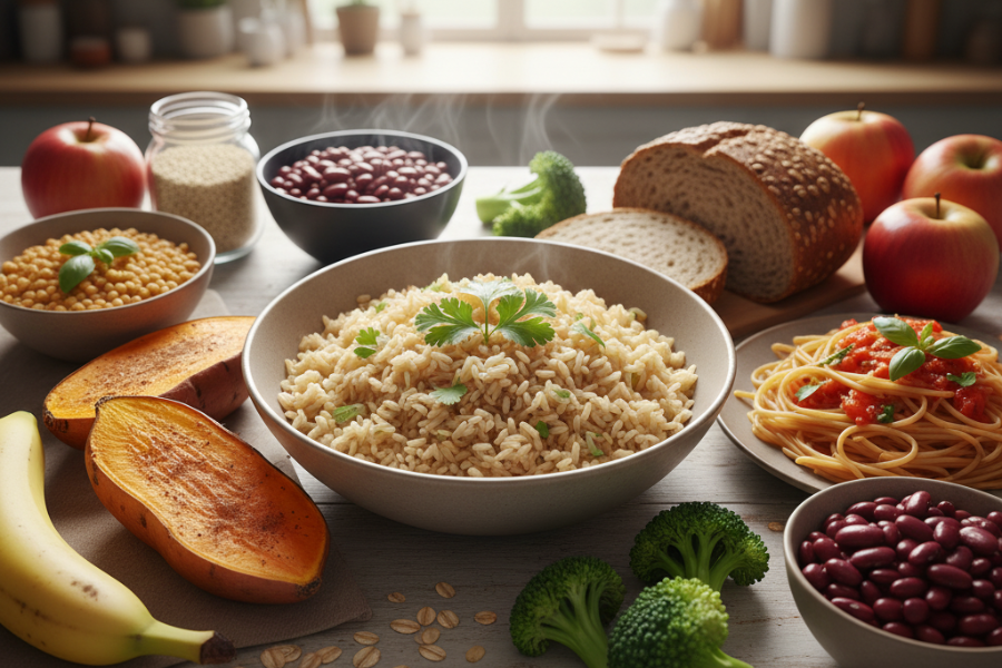 Karbohidrat kompleks membekalkan tenaga berpanjangan.