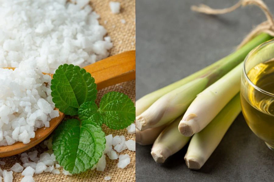 Campuran garam dan serai membantu menghilangkan hanyir paru lembu apabila direbus.