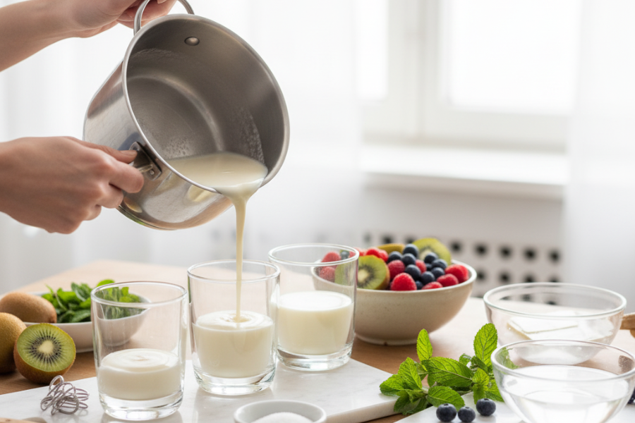 Panna cotta menyerlahkan rasa susu serta aroma vanilla.