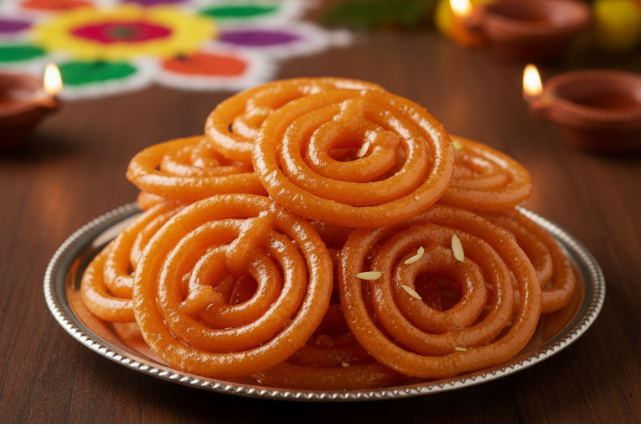 Jillebi atau jalebi diperbuat daripada doh tepung yang digoreng garing dan kemudian direndam dalam sirap gula pekat untuk menjadikannya manis dan rangup.