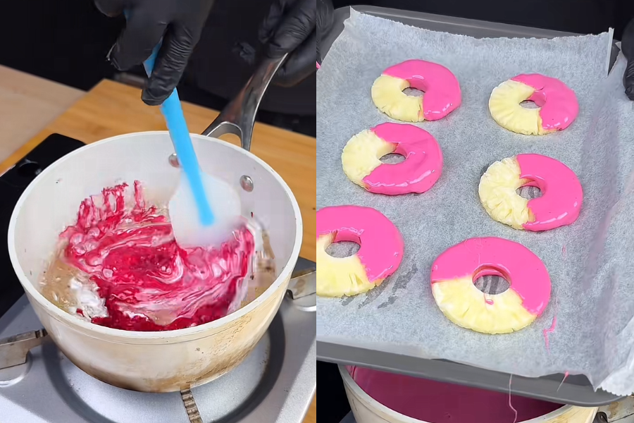 Gabungan rasa berjus nanas dan rangup manis dari lapisan gula.