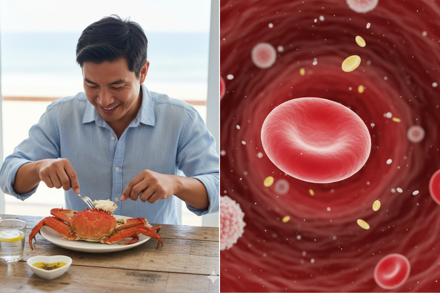 Ketam mengandungi zat besi yang mudah diserap tubuh untuk membentuk sel darah merah.