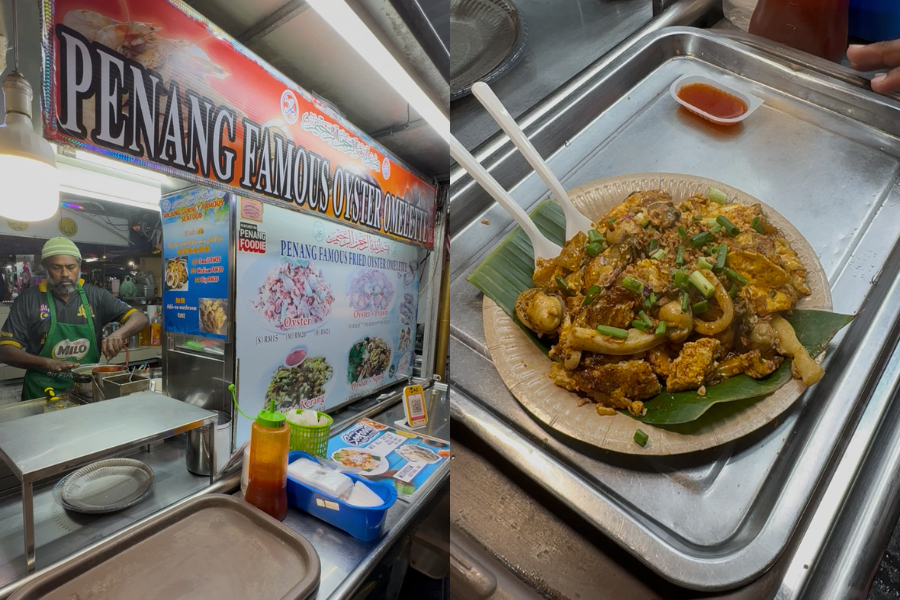 Gagungan telur yang digoreng garing dan tiram segar cukup menggoda selera.