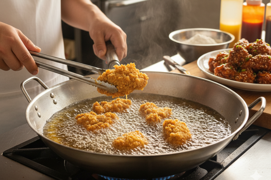 Cara penyediaan ayam goreng Korea cukup mudah dan ringkas.