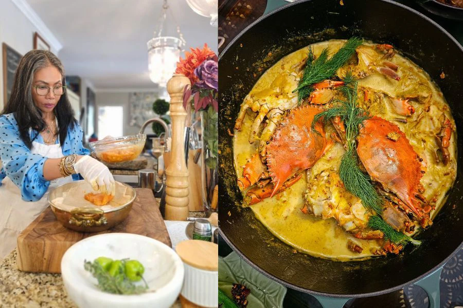 Masak Lemak Ketam dimasak menggunakan dill menggantikan daun kunyit.