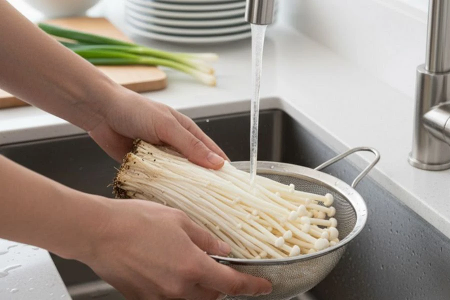 Basuh dengan bersih sebelum dimasak.