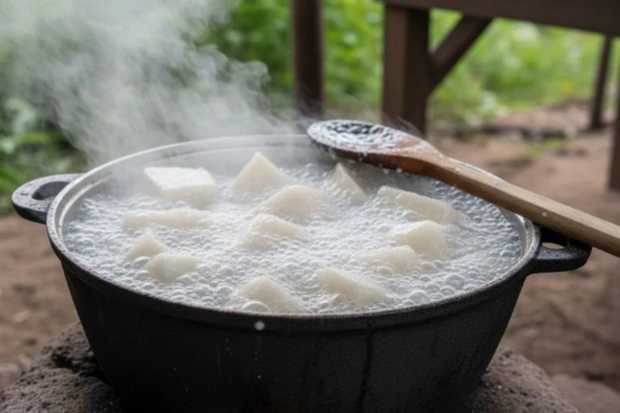 Kandungan kanji dalam ubi kayu berfungsi sebagai prebiotik menyokong pertumbuhan bakteria baik dalam usus.