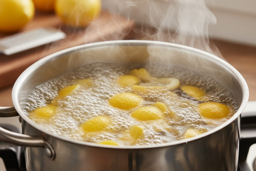 Rebus kulit lemon sebelum digunakan dalam masakan atau minuman.