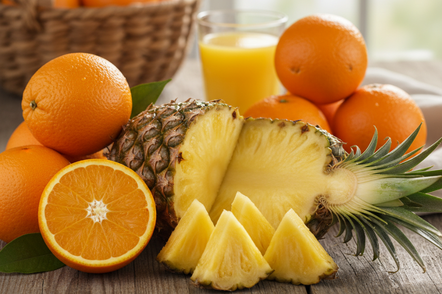 Gabungan nanas dan oren memberikan ledakan rasa tropika.