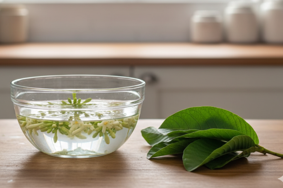 Daun jambu berupaya meneutral rasa pahit.