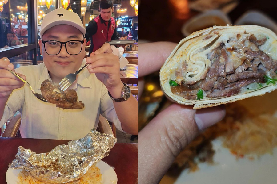 Hidangan Haneeth Chicken yang harum dan shawarma kambing memikat.