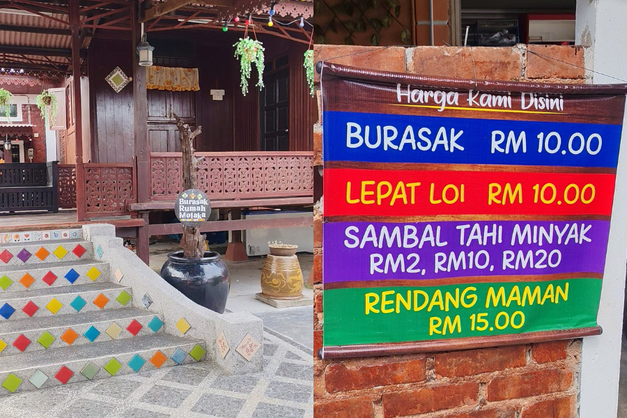 Warung berkongsepkan rumah tradisional Melaka.