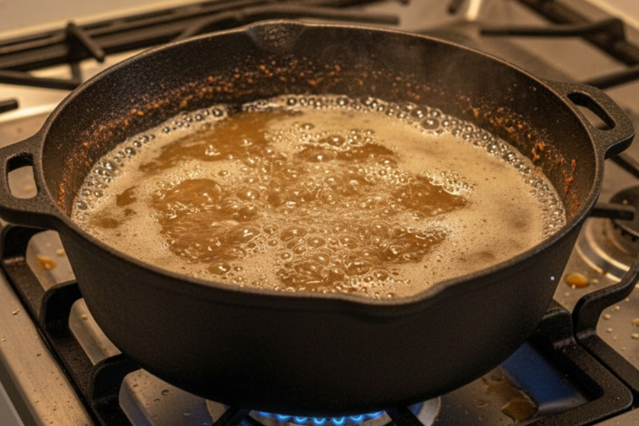 Didih air dalam periuk.