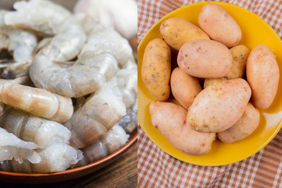 Udang dan kentang tinggi dengan nutrisi membantu tumbesaran anak.
