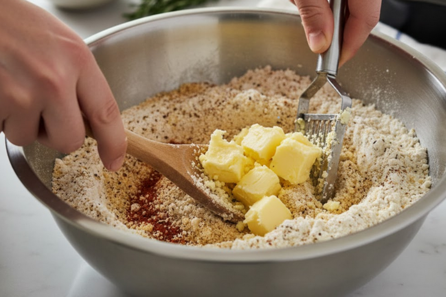 Kandungan lemak dalam mentega membantu menambah aroma pada tepung bancuhan.