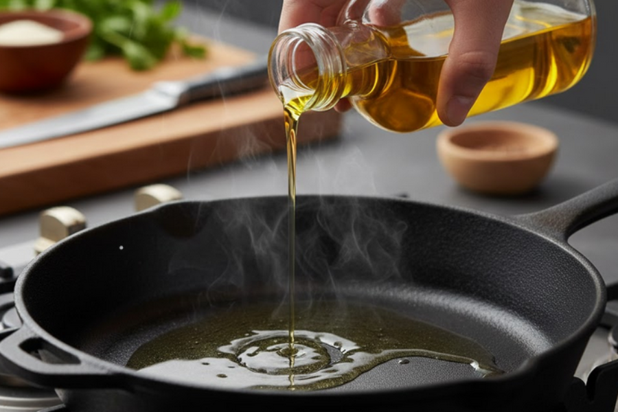 Guna minyak secukupnya dan jangan terlalu penuh.