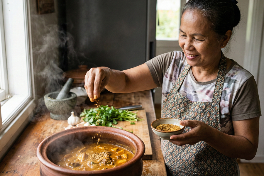 Biji halba sangat sinonim sebagai rempah yang digunakan dalam masakan.