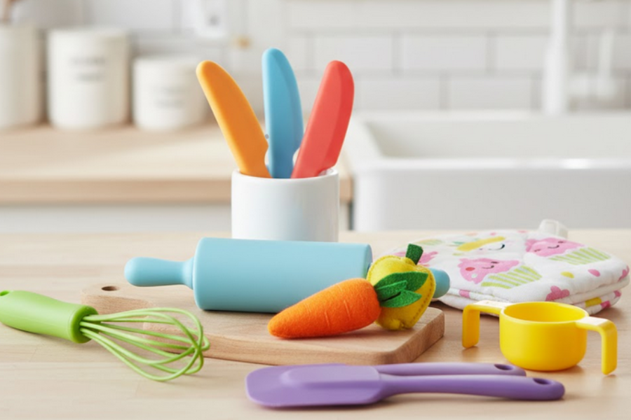 Ajar anak lelaki melalui tugasan mudah seperti membasuh sayur, mengacau adunan atau menyusun meja makan.